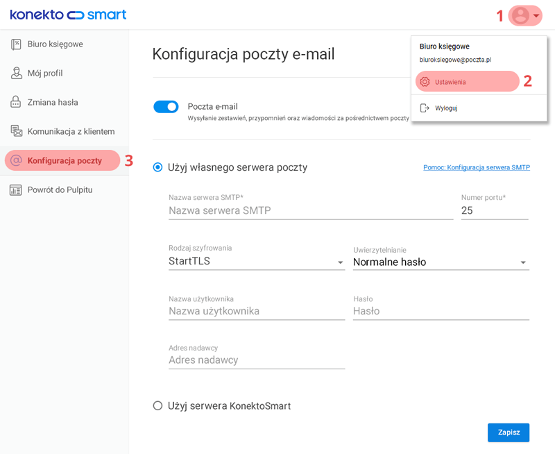 Konfiguracja SMTP